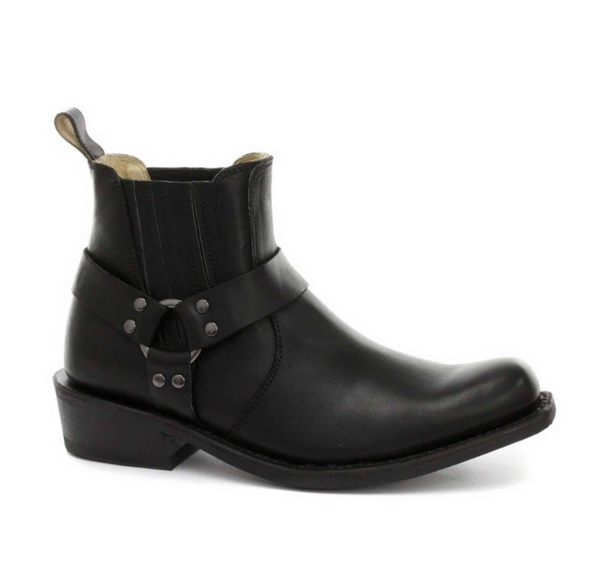Unisex tikros odos baikerių aulinukai iki kulkšnių, roko, pankroko, šlifavimo sagtimi, kaubojiško stiliaus, jojimo stiliaus