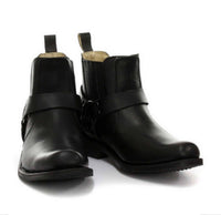 Unisex tikros odos baikerių aulinukai iki kulkšnių, roko, pankroko, šlifavimo sagtimi, kaubojiško stiliaus, jojimo stiliaus