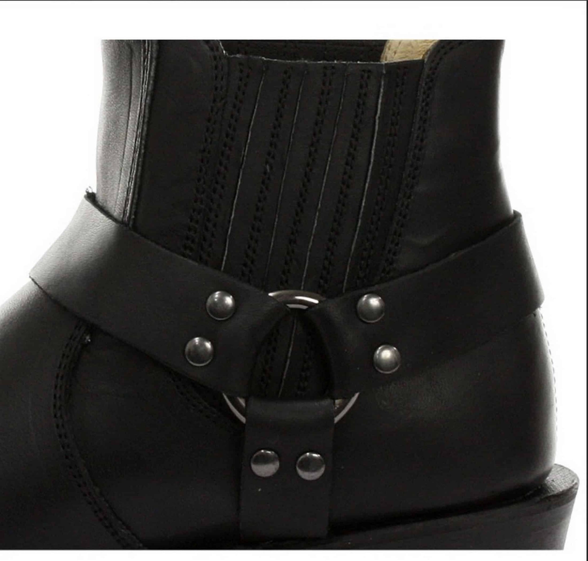 Unisex tikros odos baikerių aulinukai iki kulkšnių, roko, pankroko, šlifavimo sagtimi, kaubojiško stiliaus, jojimo stiliaus