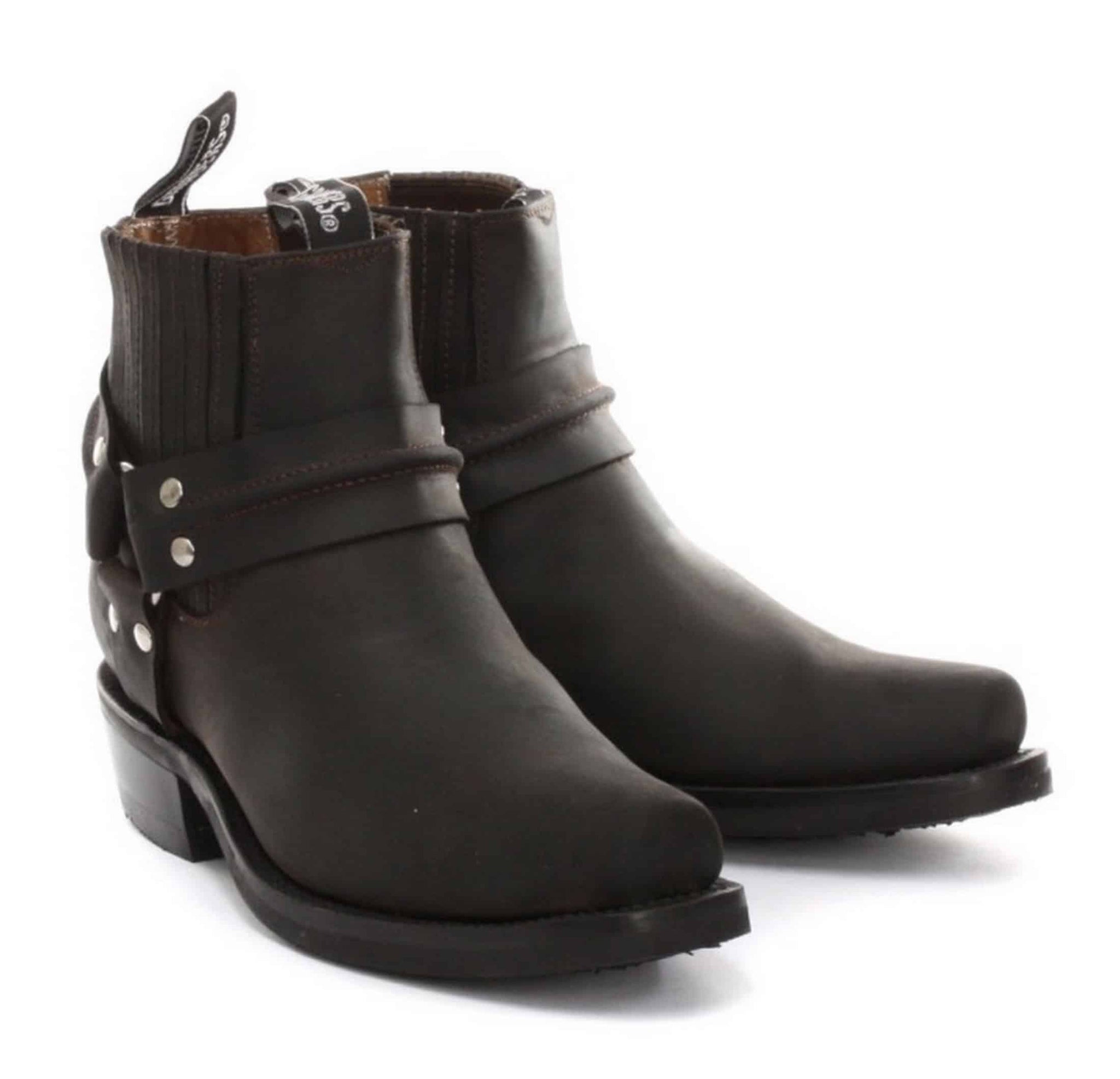 Unisex tikros odos baikerių aulinukai iki kulkšnių, roko, pankroko, šlifavimo sagtimi, kaubojiško stiliaus, jojimo stiliaus