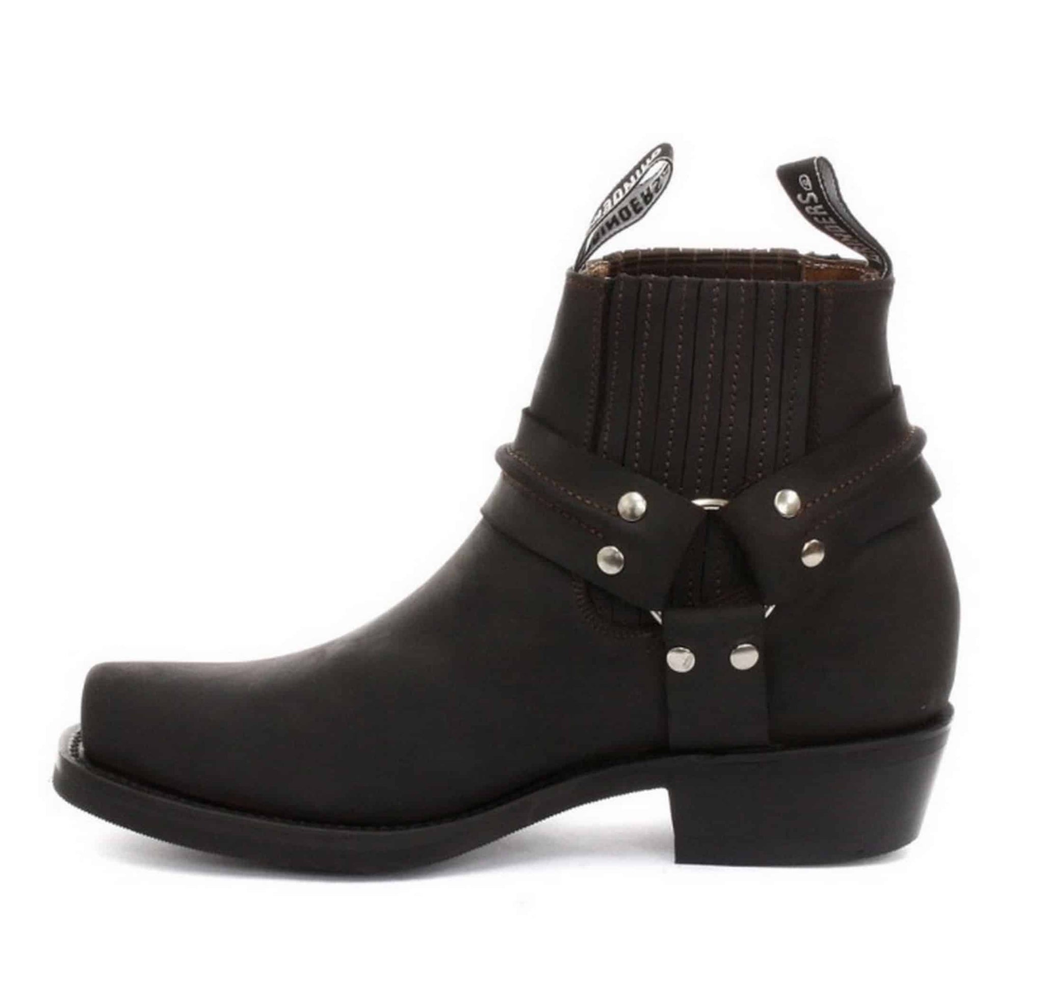 Unisex tikros odos baikerių aulinukai iki kulkšnių, roko, pankroko, šlifavimo sagtimi, kaubojiško stiliaus, jojimo stiliaus