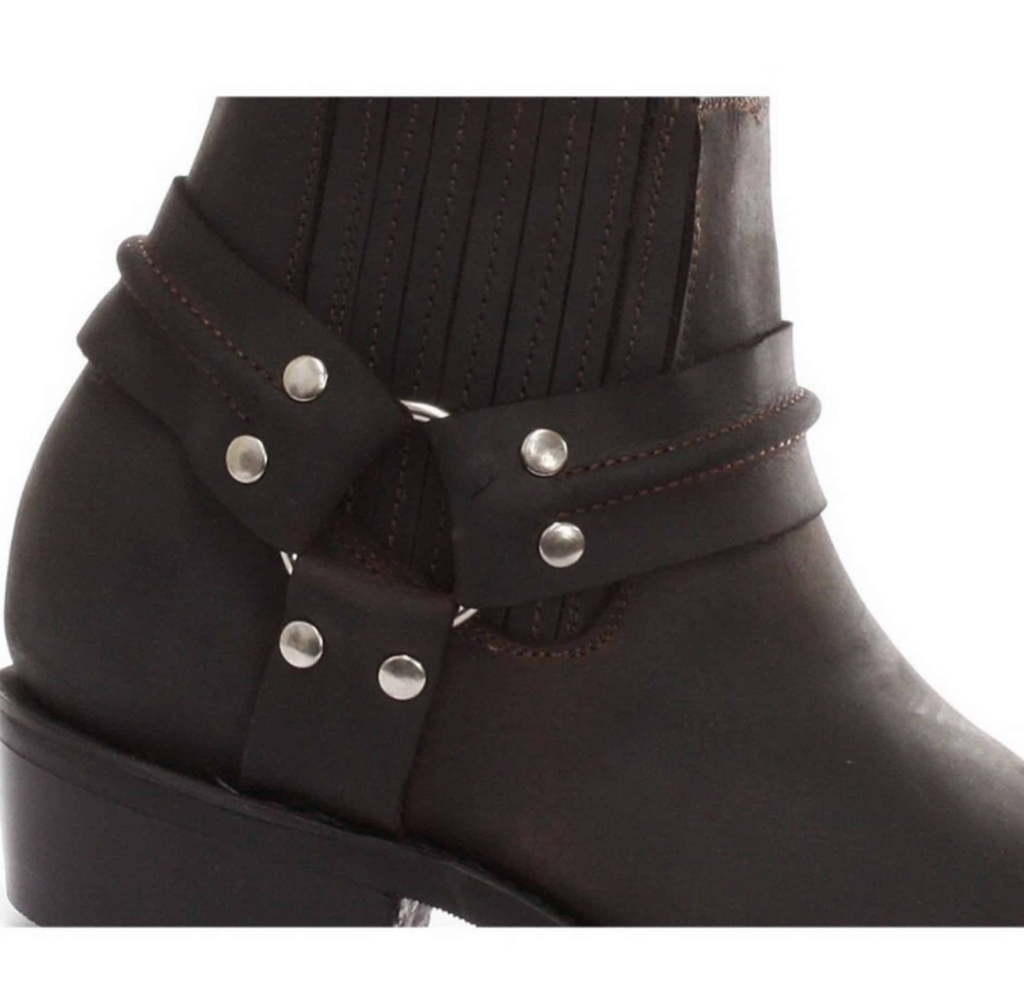 Unisex tikros odos baikerių aulinukai iki kulkšnių, roko, pankroko, šlifavimo sagtimi, kaubojiško stiliaus, jojimo stiliaus