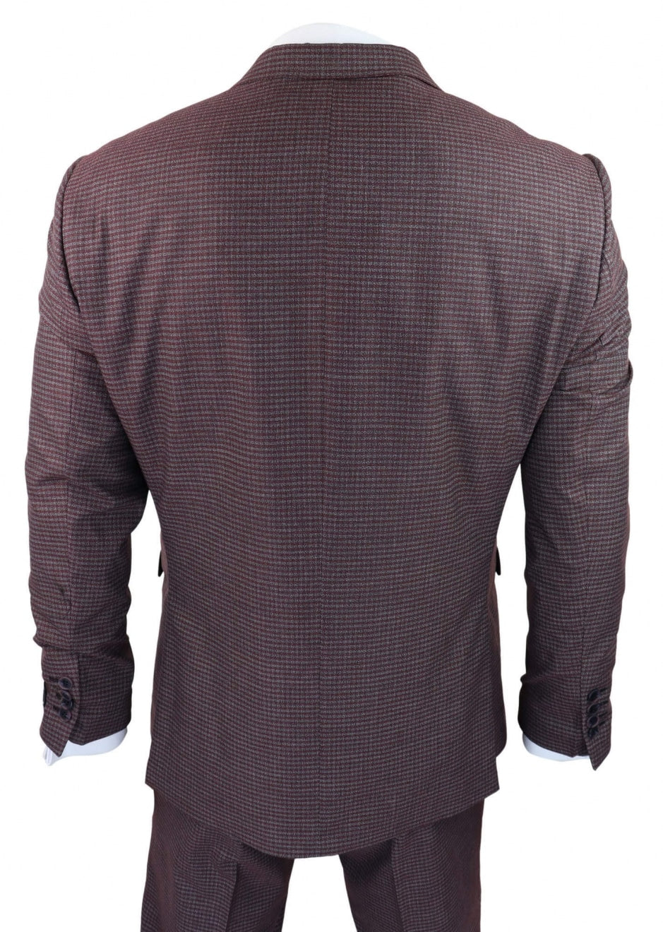 Burgundiško-pilko languoto trijų dalių „Sheppard's“ kostiumo - RK20-10