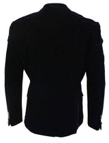 „Cavani Rosa“ – vyriškas minkštas aksominis, juodos ir tamsiai mėlynos spalvos vakarinis švarkas su viena saga, smokingas, švarkas su elegantišku, laisvalaikio kirpimu – juodas