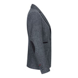 Moteriškas švarkas-kostiumas su vilnoniu tvido raštu ir alkūnių lopais, 1920-ųjų vintažinis klasikinis, pilkas