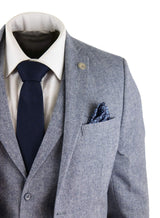 Vyriškas šviesiai mėlynas vintažinis tvido trijų dalių kostiumas - STZ13