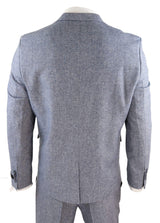 Vyriškas šviesiai mėlynas vintažinis tvido trijų dalių kostiumas - STZ13