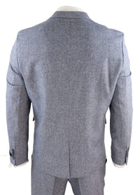 Vyriškas šviesiai mėlynas vintažinis tvido trijų dalių kostiumas - STZ13