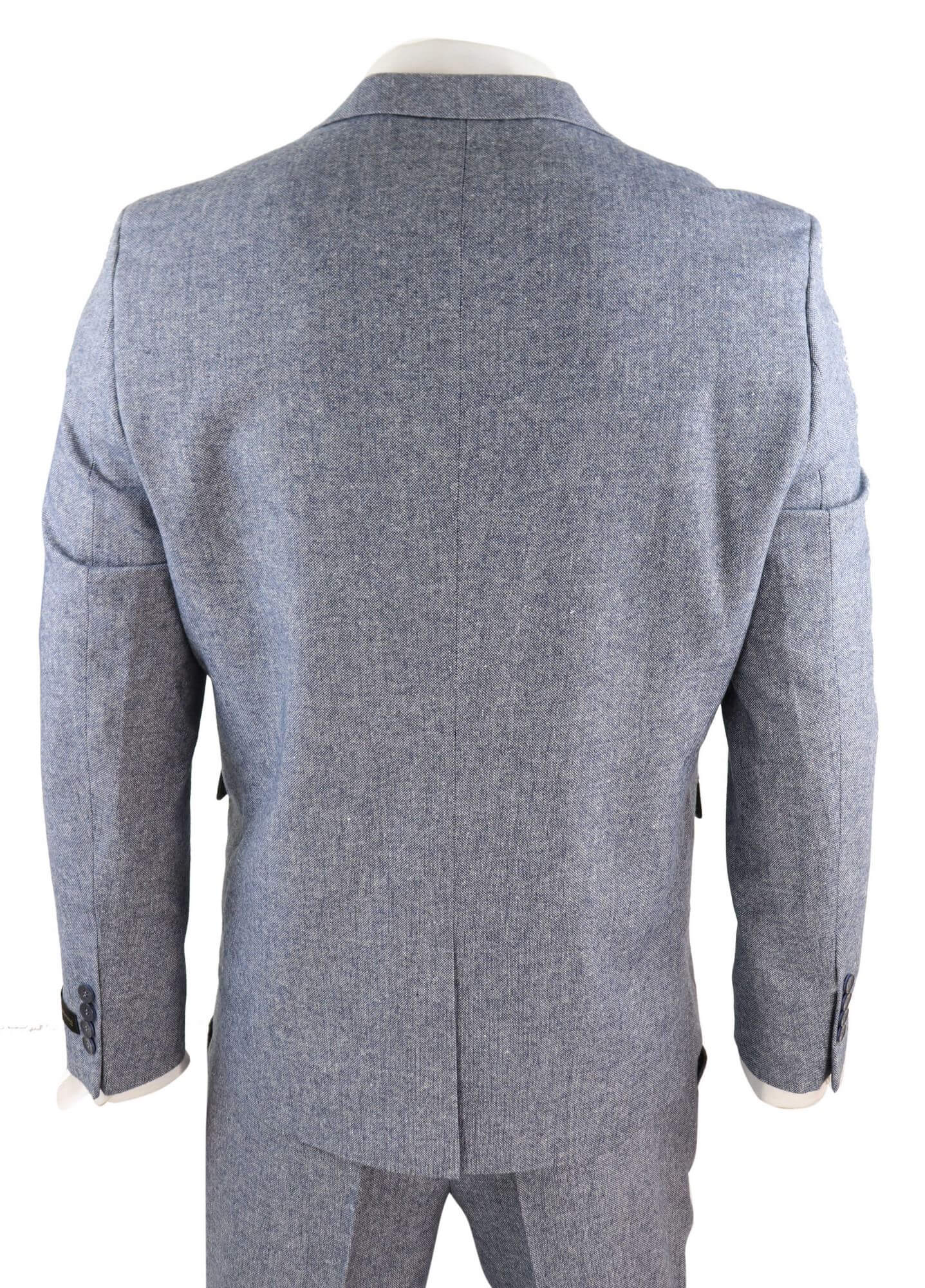 Vyriškas šviesiai mėlynas vintažinis tvido trijų dalių kostiumas - STZ13
