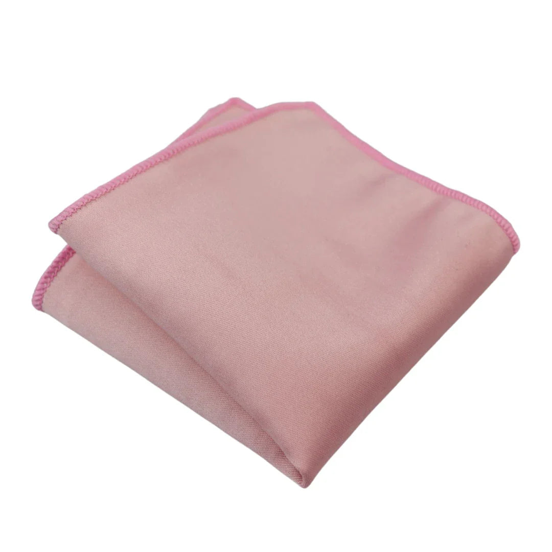 Vyriškas kaklaraištis ir nosinė su kišeniniu kvadratiniu kaklu, atlasinis šilkinis, šviesiai dulkėtos rožinės spalvos, persikinės spalvos