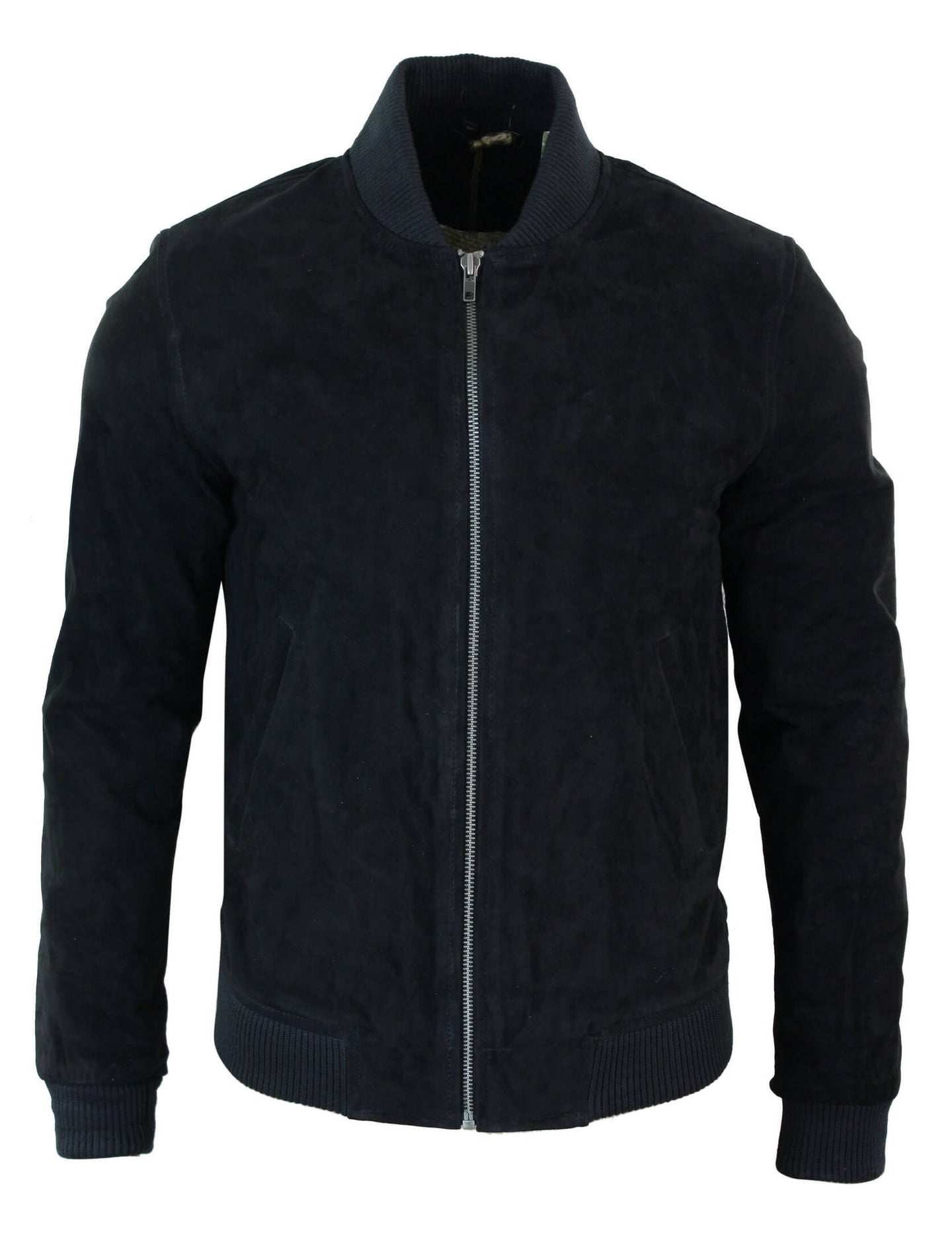 Vyriška zomšos odinė bomber stiliaus striukė iš „Varsity“ klasikinio retro stiliaus – juoda
