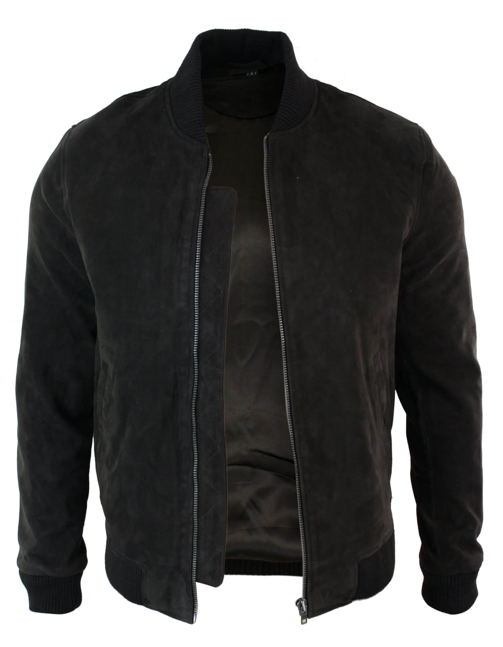 Vyriška zomšos odinė bomber stiliaus striukė iš „Varsity“ klasikinio retro stiliaus – ruda