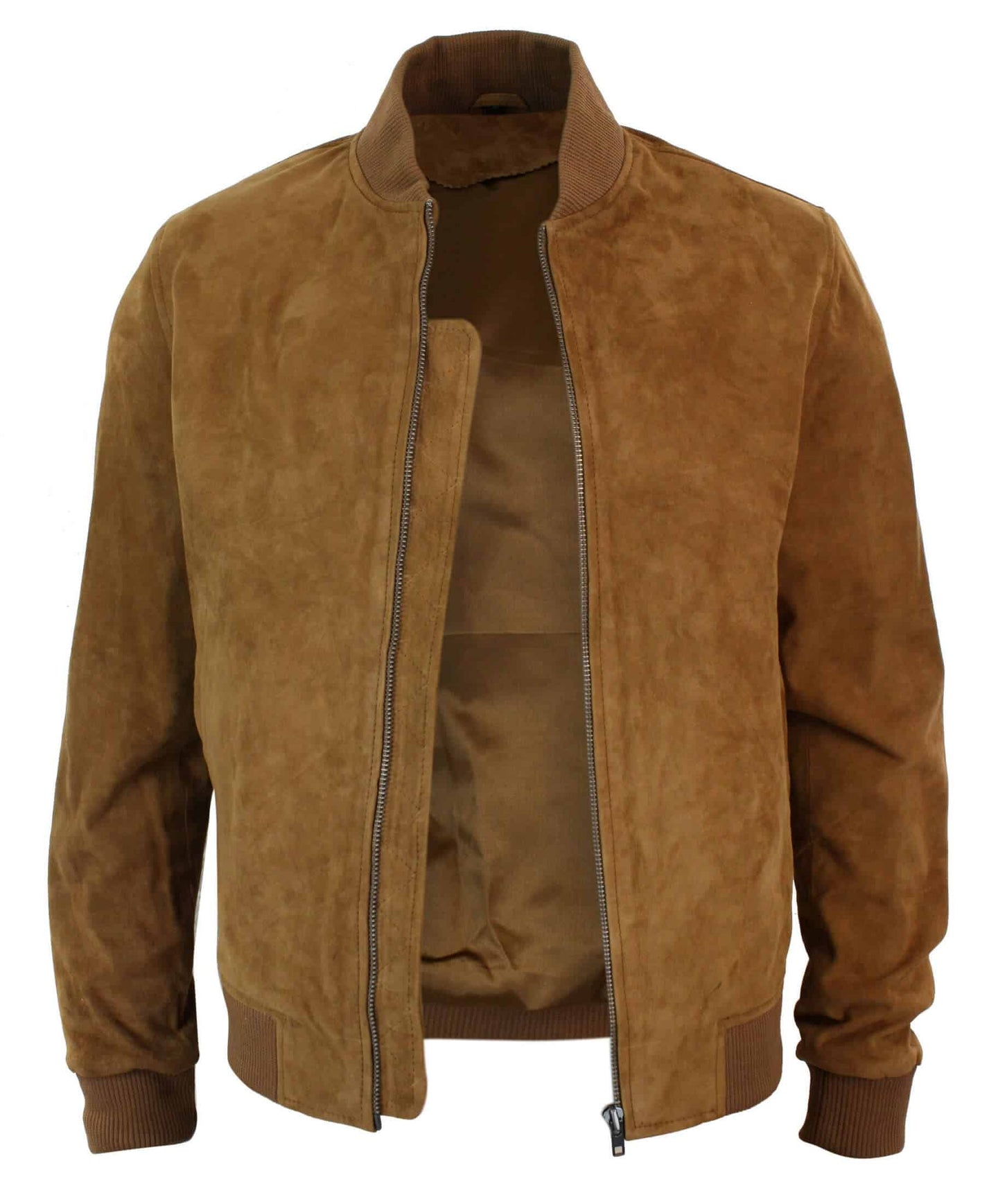 Vyriška tikros zomšos odinė bomber stiliaus striukė iš „Varsity“ – klasikinė, retro, vintažinė – gelsvai ruda