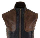 Vyriška juoda ir ruda odinė liemenė