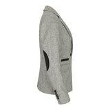 wsn03 - Moteriškas pilkas tvido švarkas su Elow Patch Peaky 1920s raštu