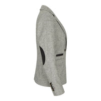 wsn03 - Moteriškas pilkas tvido švarkas su Elow Patch Peaky 1920s raštu