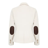 WSN15 - Moteriškas kreminės spalvos vilnos mišinio tvido švarkas